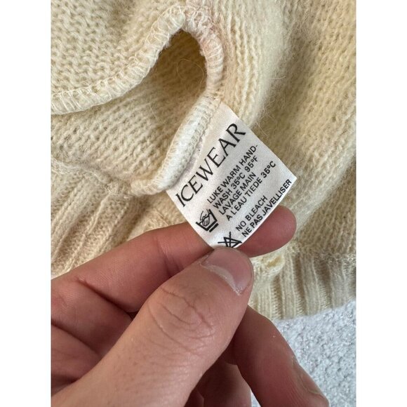 Iceland Icewear Womens Open Front Cardigan Sweater Pure Wool Cozy Knit Ivory M - Picture 5 of 7